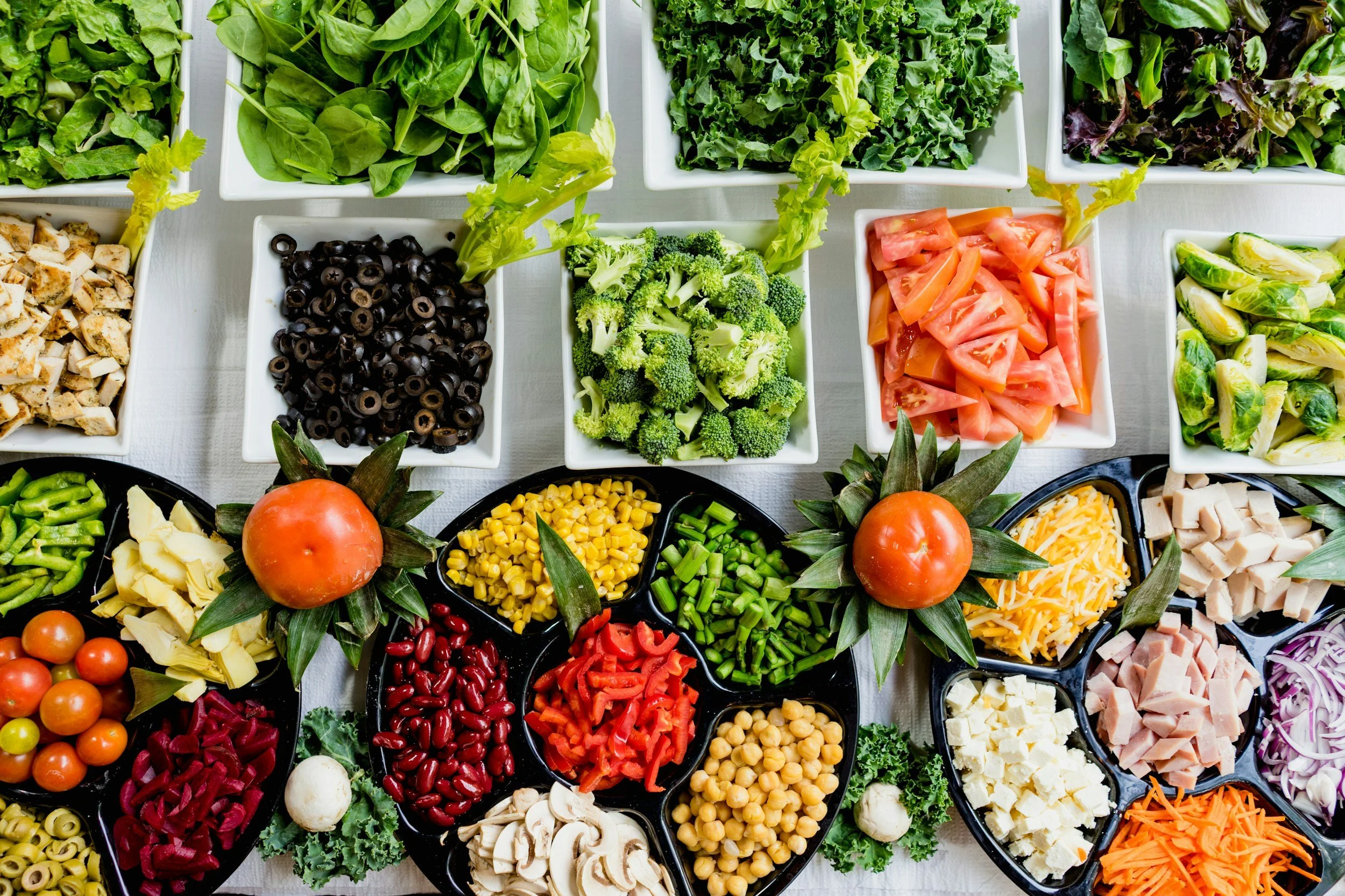 Fresh vegetables and ingredients for catered meals